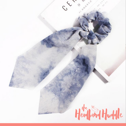 Cloudy Azure Blue Ponytail Scarf