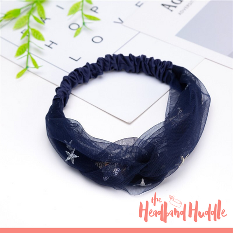 Stardust Indigo Sequin Lace Headband