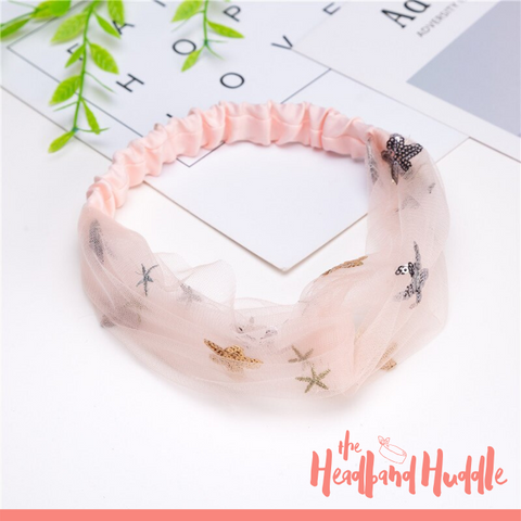 Stardust Baby Pink Sequin Lace Headband