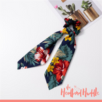 Hawaii Hibiscus Indigo Ponytail Scarf